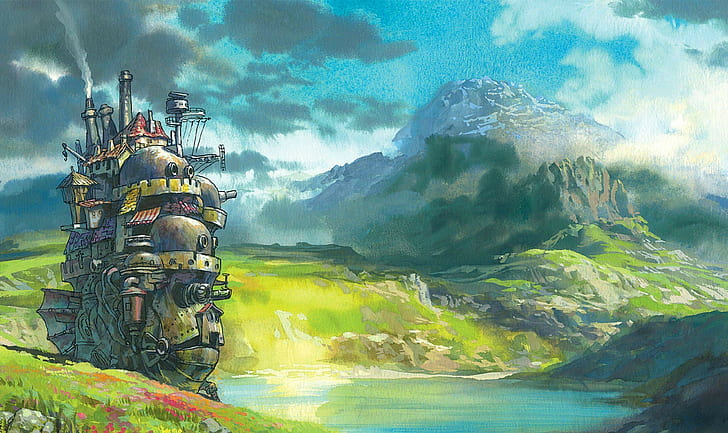 artwork, Howls Moving Castle, anime, Studio Ghibli, fantasy art, HD wallpaper