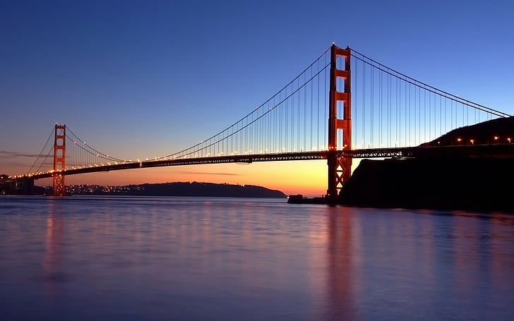 Golden Gate Bridge, city, urban, river