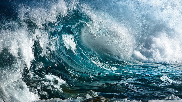 ocean waves digital wallpaper, nature, water, sea, motion, beauty in nature