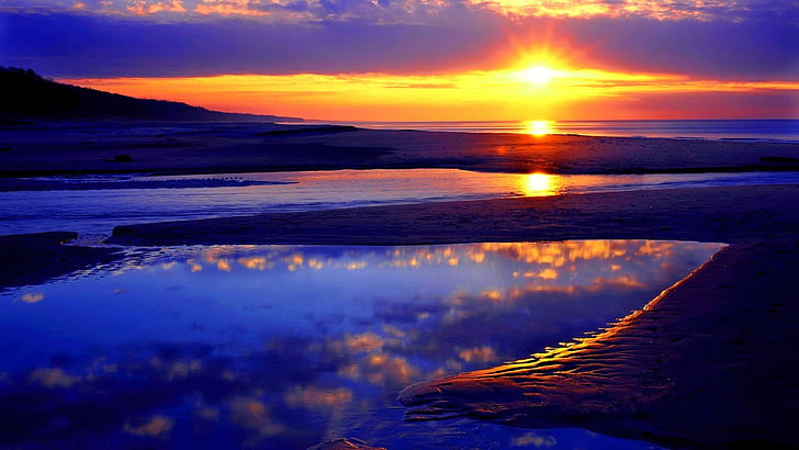 HD wallpaper: Beach Sun Rise, water, sand, sunset, coast, 3d and abstract |  Wallpaper Flare