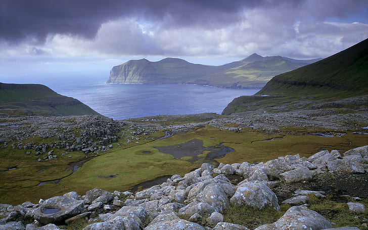 landscape, nordic landscapes, bay, sea, mountains, coast, rocks