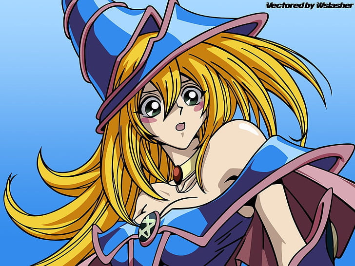 Yu-Gi-Oh female character, vector art yugioh, girl, witch, hat