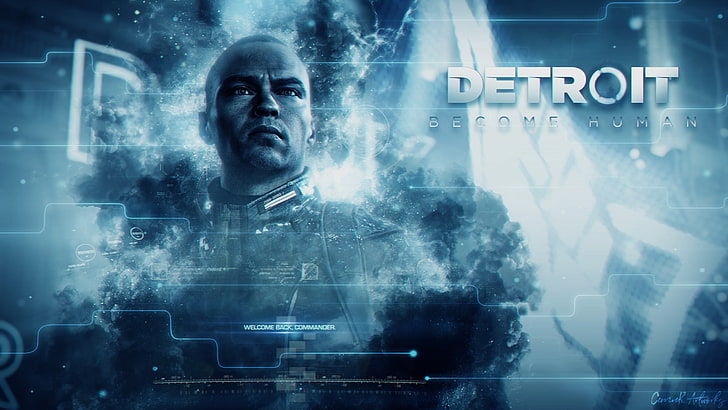 Hd Wallpaper Blue The Game Android The Leader Detroit Detroit Become Human Wallpaper Flare