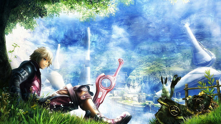 Shulk - Xenoblade Chronicles, warrior sitting under the tree painting, HD wallpaper