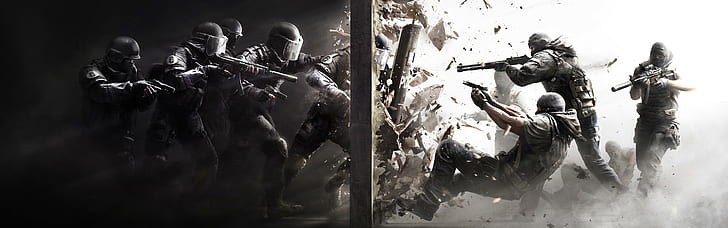 Dual Monitors, Multiple Display, Rainbow Six, special Forces, HD wallpaper
