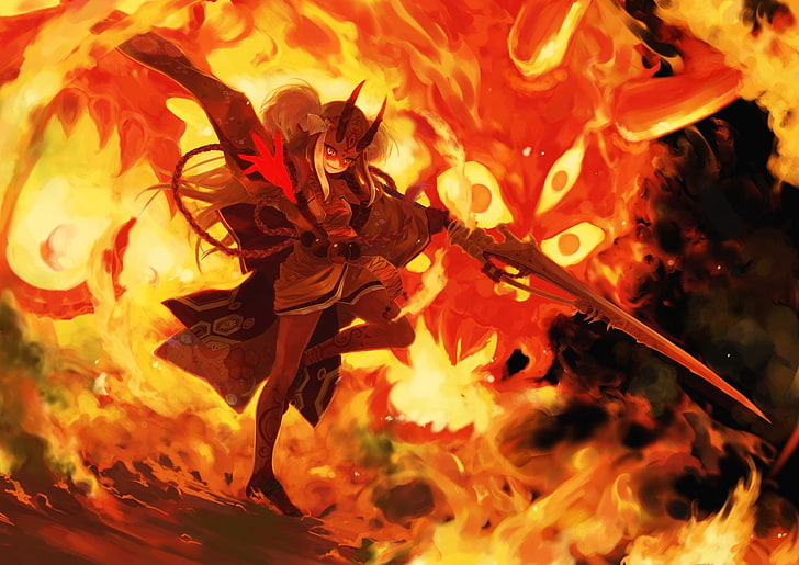 Demon Slayer Kyojuro Rengoku Jumping With Sword On Fire HD Anime Wallpapers   HD Wallpapers  ID 40956