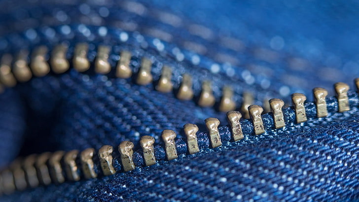 closeup, photography, depth of field, macro, zippers, jeans, HD wallpaper