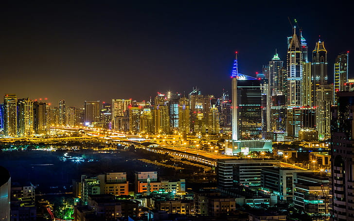United Arab Emirates Houses Dubai Megapolis Night Cities 2560×1600