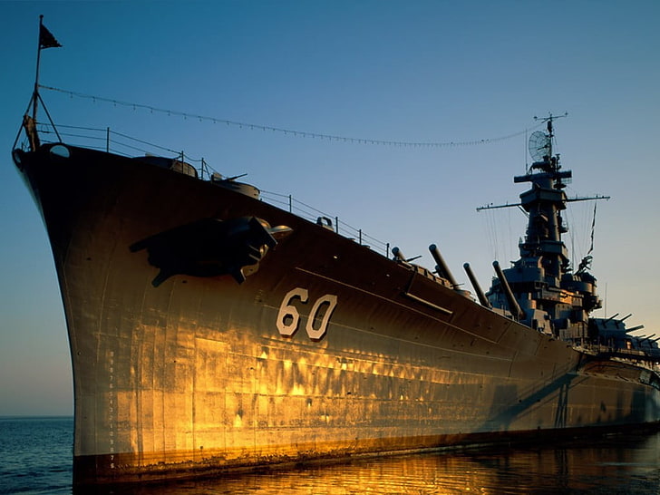 gray 60 ship, USS Alabama, warship, military, vehicle, nautical vessel, HD wallpaper