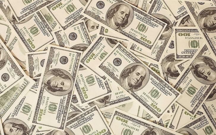 100 U.S. dollar banknote, money, dollars, bills, background, surface