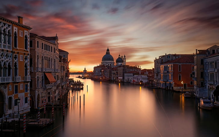 The Grand Canal Venice, sunset, landscape, HD wallpaper