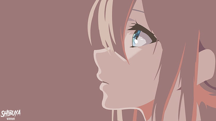  Fondo de pantalla HD Violet Evergarden, chicas anime, ojos azules, cara, perfil, fondo simple