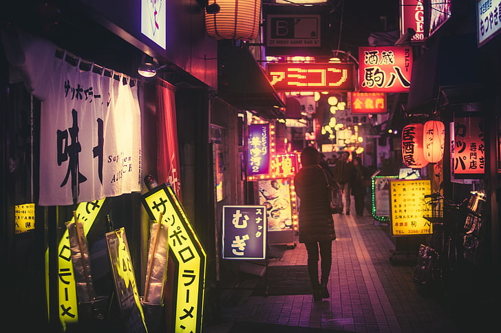 Masashi Wakui, Japan, night, street, text, communication, illuminated, HD wallpaper
