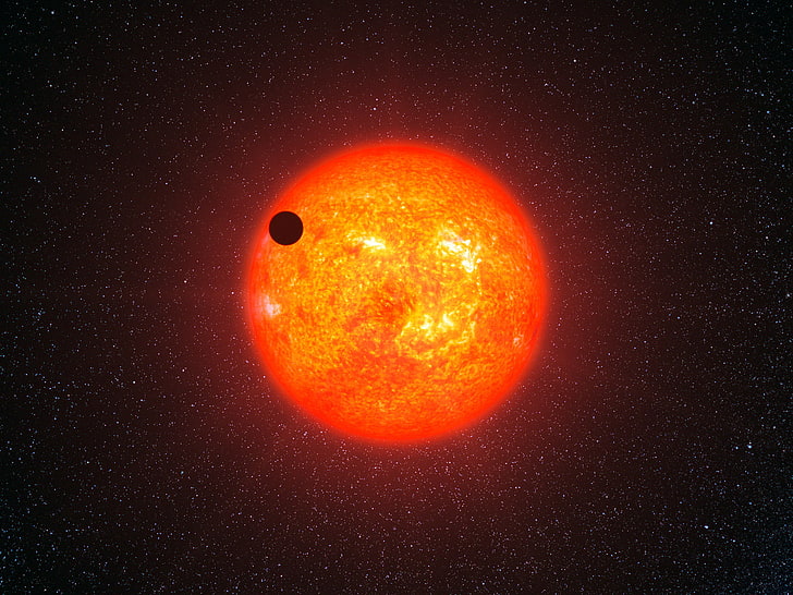 Super Earth Exoplanet GJ 1214 B, sun wallpaper, 3D, Space, red
