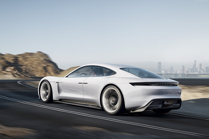 800v, white, Porsche Taycan, supercar, Electric Cars, transportation