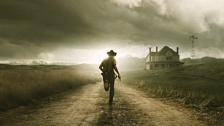 The Walking Dead Running HD, farm, house, land, rick, HD wallpaper