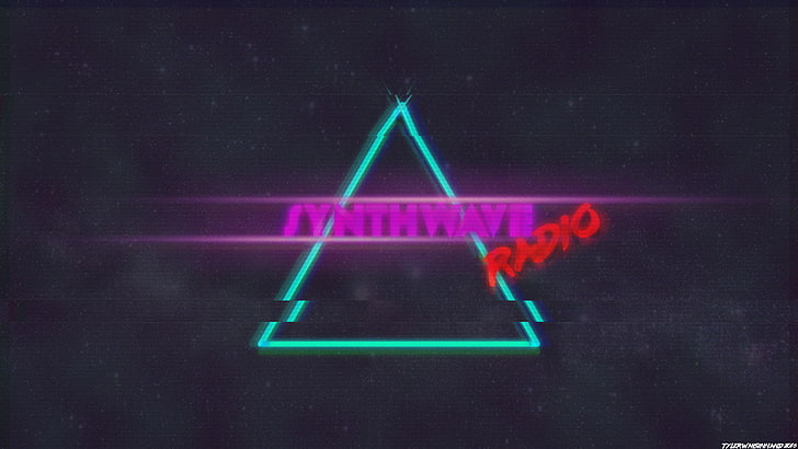 synthwave radio logo, New Retro Wave, 1980s, Retro style, illuminated, HD wallpaper