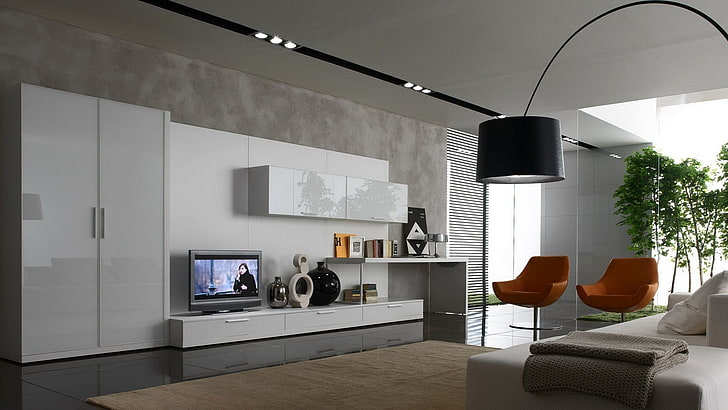 flat screen television, room, couch, lighting equipment, furniture, HD wallpaper
