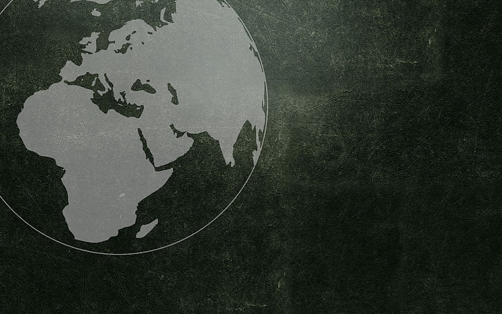 black and gray globe painting, globes, grunge, Earth, Africa, HD wallpaper