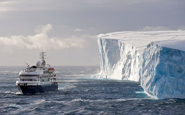 Arctic, iceberg, ship, nature, HD wallpaper
