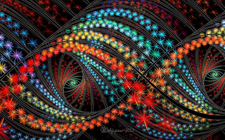 abstracto, colores, fractal, luces