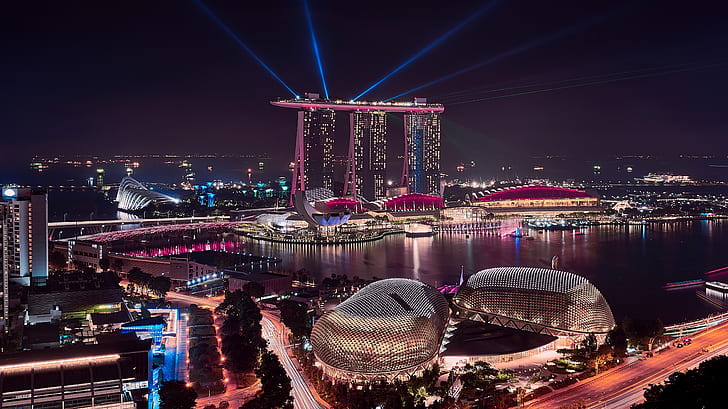 Marina Bay Sands Singapore Cityscape 4K 5K, HD wallpaper