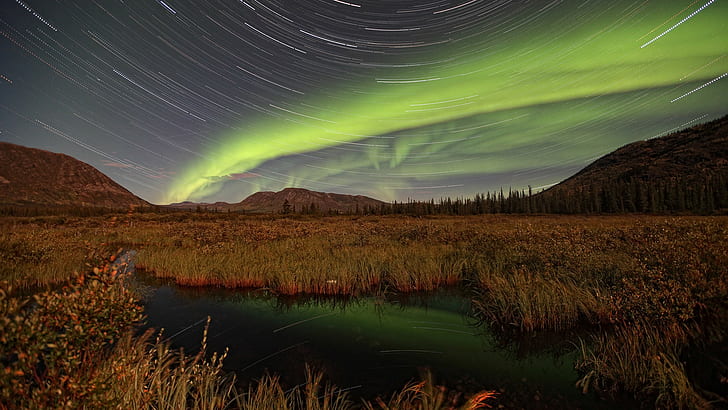 Aurora Borealis Northern Lights Night Reflection Stars Timelapse Landscape Water HD, aurora borealis time lapse phot