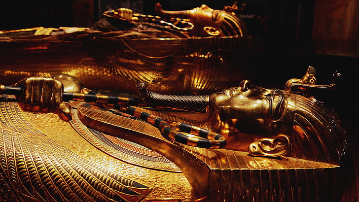 Tutankhamun's death mask, gold, sarcophagus, art and craft
