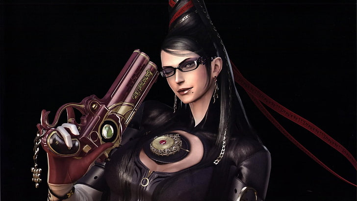Bayonetta, video games, one person, portrait, glasses, looking at camera