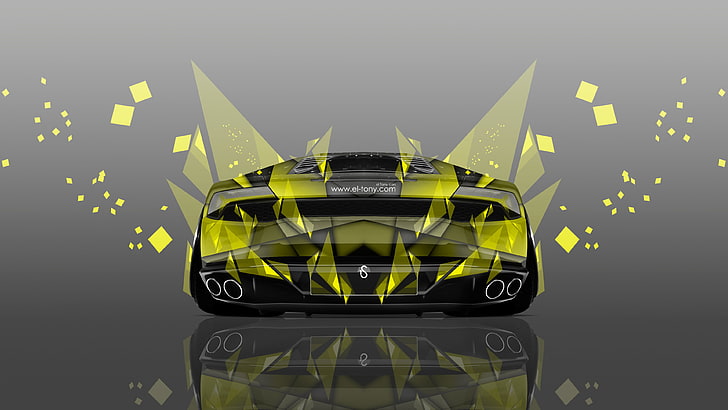 black supercar illustration, Lamborghini, Yellow, Wallpaper, Art, HD wallpaper
