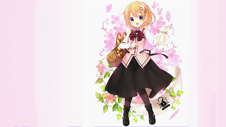 anime girls, Gochuumon wa Usagi Desu ka?, Hoto Kokoa, pink color, HD wallpaper