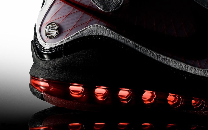 black and red LeBron James basketball shoe, l23, nba, sneakers, HD wallpaper