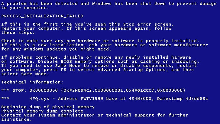 Blue Screen Of Death, BSOD, Microsoft Windows