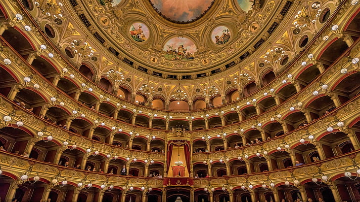 Man Made, Opera House, Architecture, Artistic, Catania, Ceiling, HD wallpaper