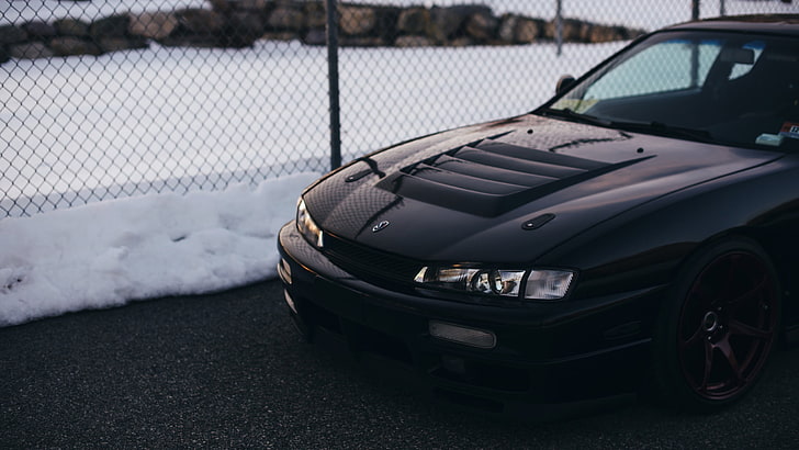 black car, Nissan, Silvia S14, Kouki, JDM, vehicle, snow, mode of transportation HD wallpaper
