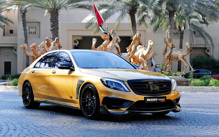 Mercedes, Benz, Brabus, Desert, Gold, Rocket, HD wallpaper