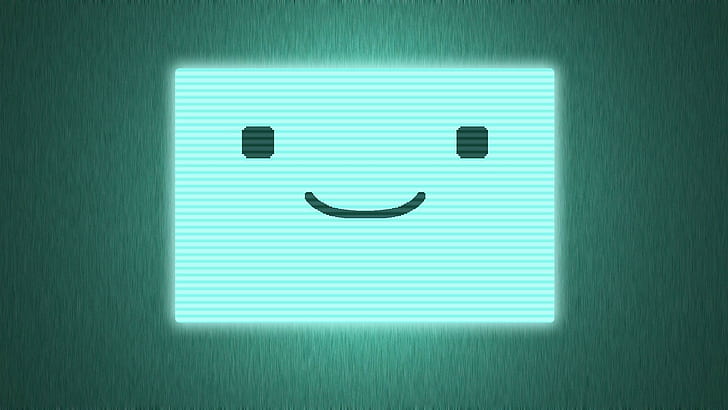 black smiley icon illustration, BMO, Adventure Time, green color