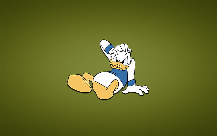 Donald Duck illustration, minimalism, disney, Walt Disney, greenish background
