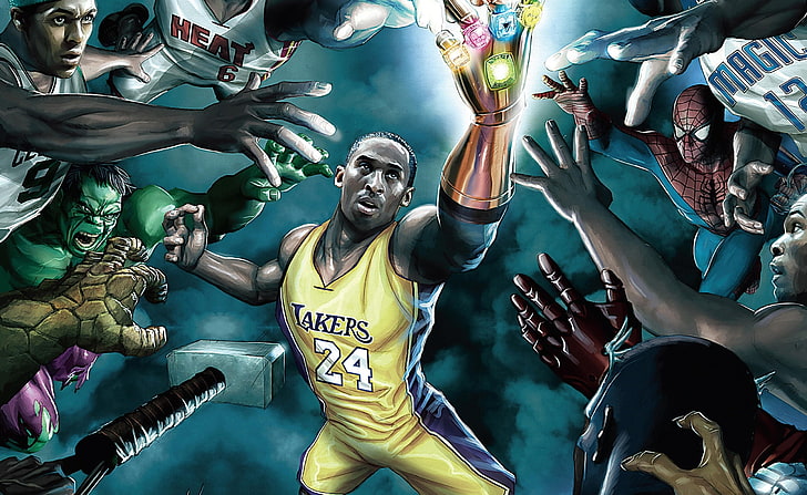 NBA Marvel, Kobe Bryant illustration, Games, Other Games, sport, HD wallpaper