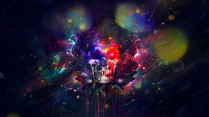 skull, colorful, artwork, digital art, fantasy art, HD wallpaper