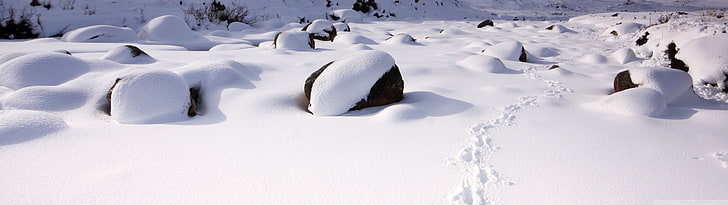snow covered land, winter, landscape, nature, cold temperature, HD wallpaper