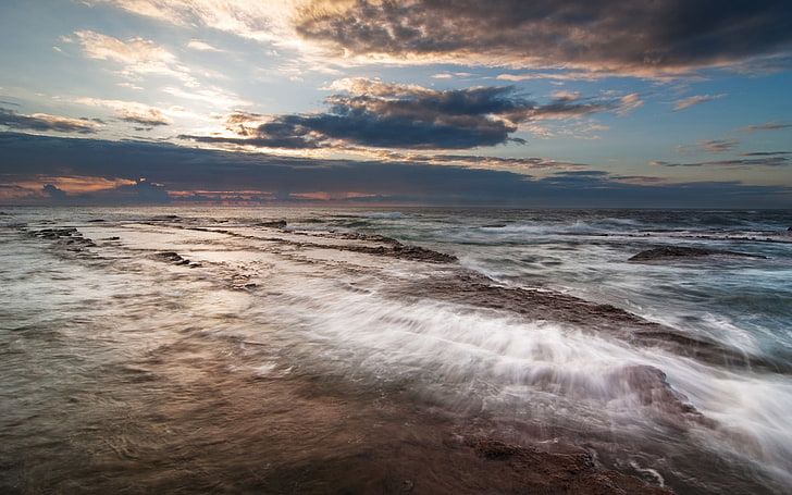 Rocky Reef - Taiwan, clouds, nature, ocean, photography, seascape, HD wallpaper