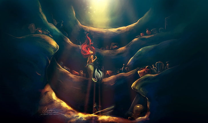 Ariel illustration, The Little Mermaid, HD wallpaper