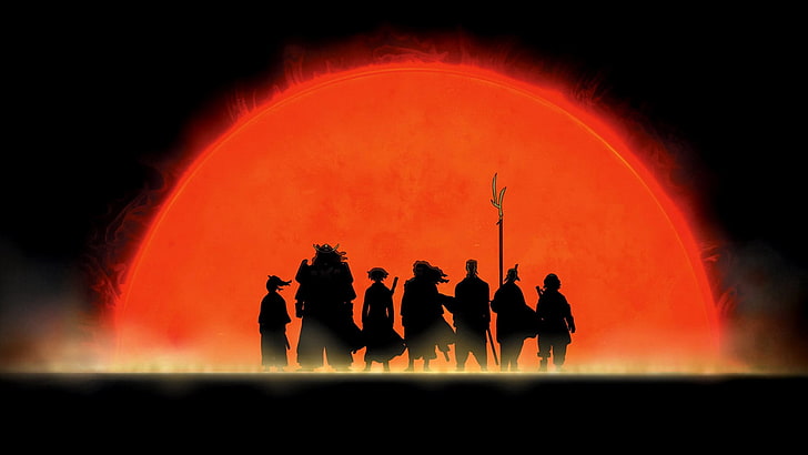 silhouette of characters digital wallpaper, Samurai Seven, anime, HD wallpaper