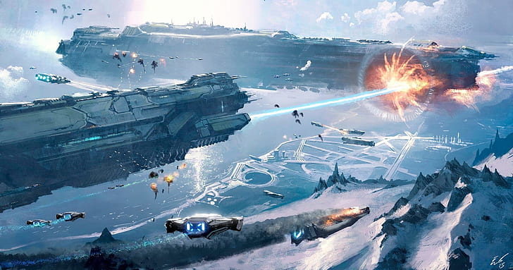 HD wallpaper: sci-fi, battle, spaceship | Wallpaper Flare
