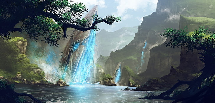 HD wallpaper: river, fantasy art, nature, video games, water, waterfall,  beauty in nature | Wallpaper Flare