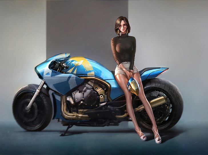 Overwatch, Pharah (Overwatch), women with bikes, one person, HD wallpaper
