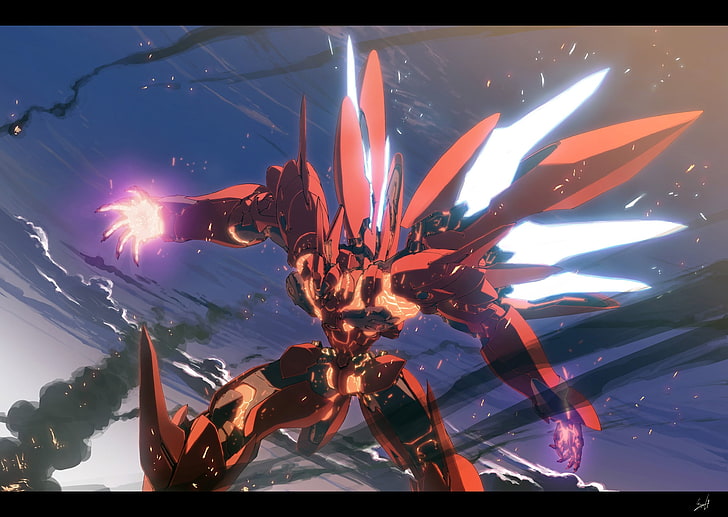 red robot anime character digital wallpaper, Xenogears, sky, auto post production filter, HD wallpaper