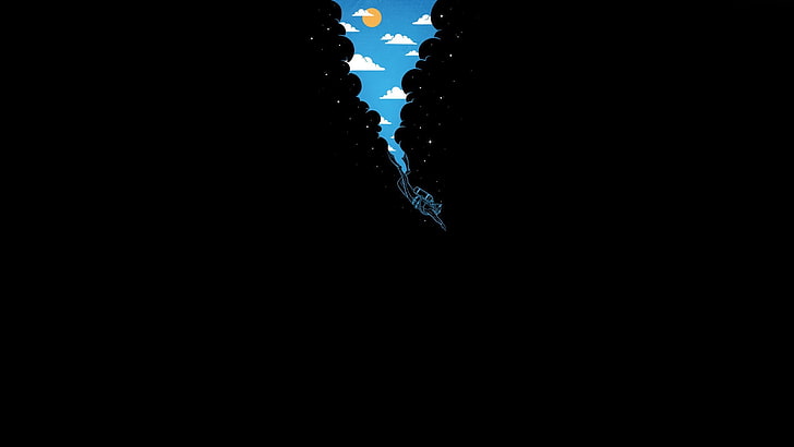 black and blue sky illustration, minimalism, scuba, underwater, HD wallpaper