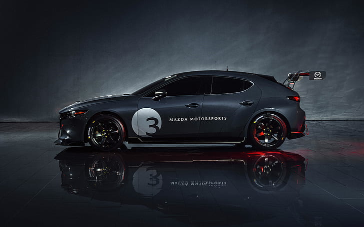 2020 Mazda 3 TCR, car, vehicle, reflection, side view, dark background